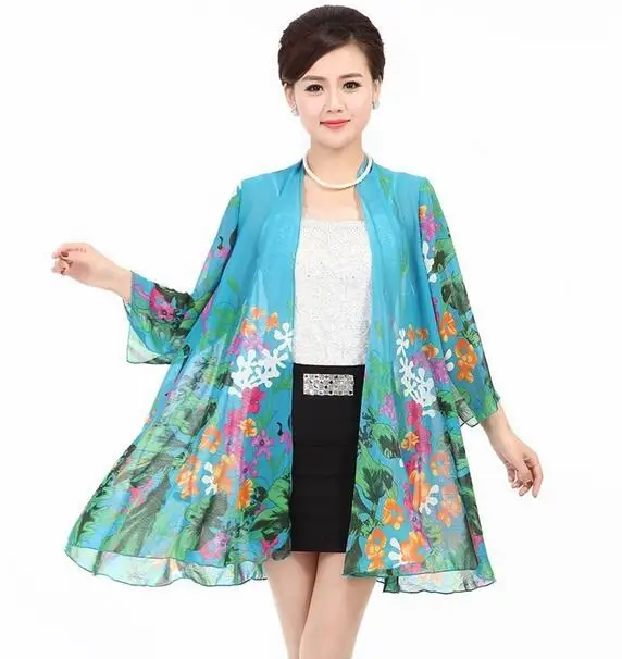 2019 Woman Plus Size 4xl Thin Jacket Summer 3/4 Sleeve Vintage Floral Print Women Medium Long Chiffon Outerwear DW695
2019 Woman Plus Size 4xl Thin Jacket Summer 3/4 Sleeve Vintage Floral Print Women Medium Long Chiffon Outerwear DW695