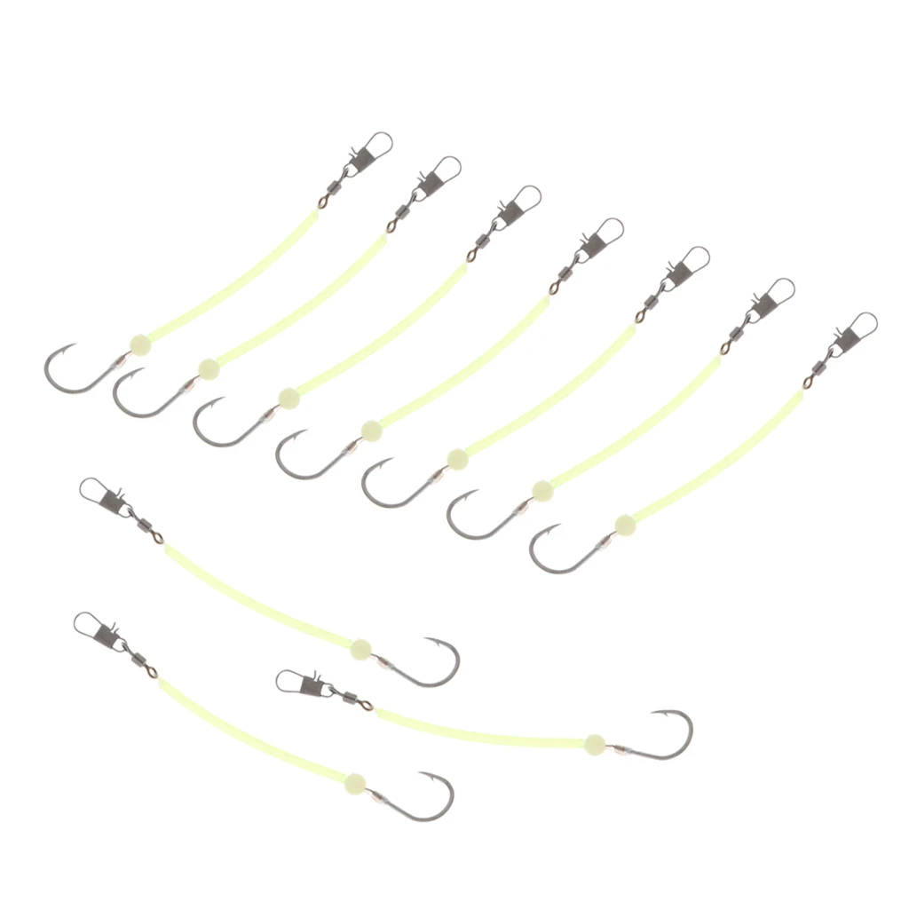 10pcs Sea Fishing Rigs Carp Rigs with Luminous Tube Barbed Hook for Bass Trout Walleye Red Fish 10pcs Sea Fishing Rigs Carp Rigs with Luminous Tube Barbed Hook for Bass Trout Walleye Red Fish