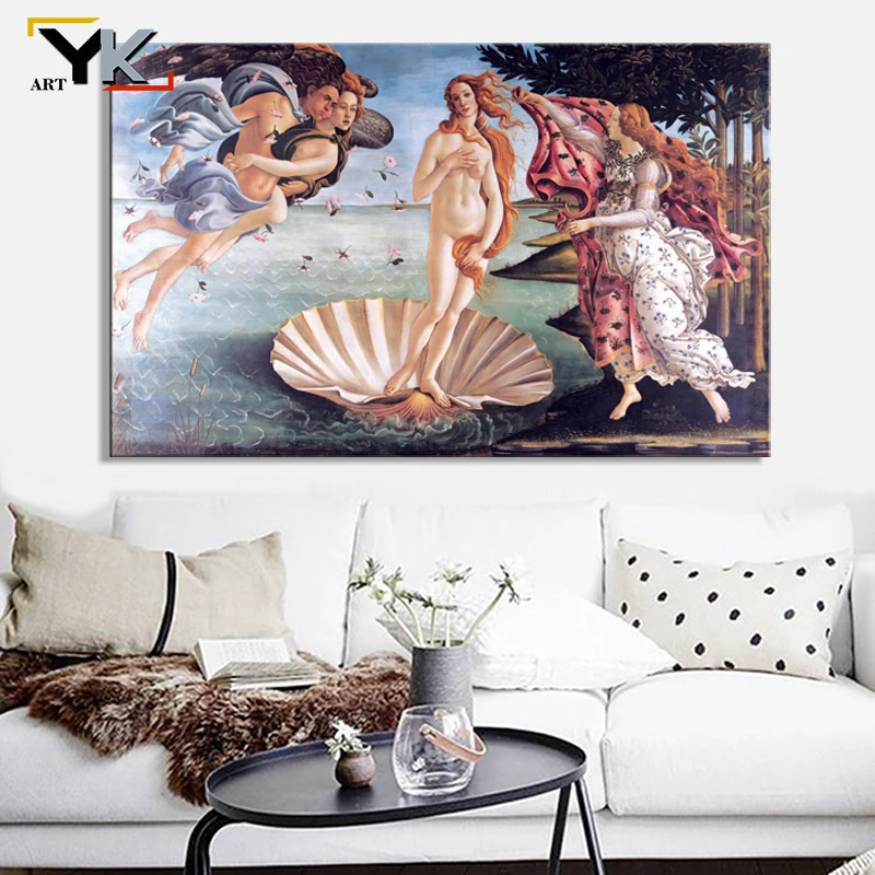 Классическая известная картина маслом Botticelli на холсте с изображением рождения