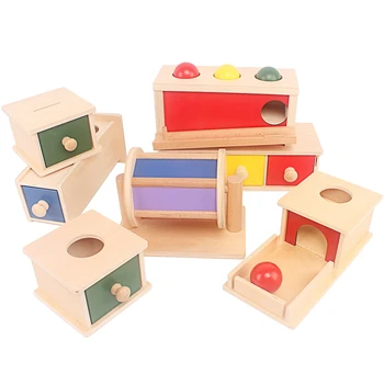 몬테소리 소재 회전 드럼 일치 피기 동전 상자 영구 상자, 라운드 직사각형 상자 감각 장난감 유아 IC 클래스