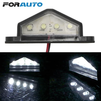 FORAUTO 10-30V 4LED License Number Plate Light For Boat Trailer Lorry Truck Rear Tail Lamp White Auto Replacement