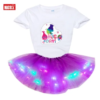 Girls Sets Clothing 2PCS Kids Suit Fashion Trolls Cute Poppy Party Tutu Dress Light LED Children Clothing Toddler Set Summer2020 
Girls Sets Clothing 2PCS Kids Suit Fashion Trolls Cute Poppy Party Tutu Dress Light LED Children Clothing Toddler Set Summer2020