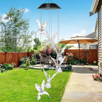 Solar Powered LED Wind Chime Transparent Hummingbird Wind Chime Color-Changing Waterproof for Party Patio Yard Garden Decoration
Solar Powered LED Wind Chime Transparent Hummingbird Wind Chime Color-Changing Waterproof for Party Patio Yard Garden Decoration
