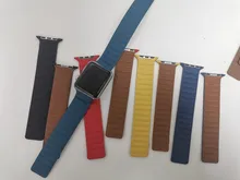 Correa de cuero para Apple watch, correa de 44mm, 40mm, 38mm, 42mm, 1:1, Original, con lazo magnético, iWatch seires 5 4 SE 6