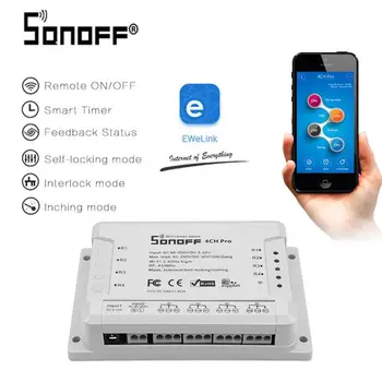 Sonoff 4CH Pro R2, Smart Wifi Switch 4 Gang 3 Working Modes Inching Interlock Smart Home With Alexa 433MHz RF Wifi Light Switch
Sonoff 4CH Pro R2, Smart Wifi Switch 4 Gang 3 Working Modes Inching Interlock Smart Home With Alexa 433MHz RF Wifi Light Switch