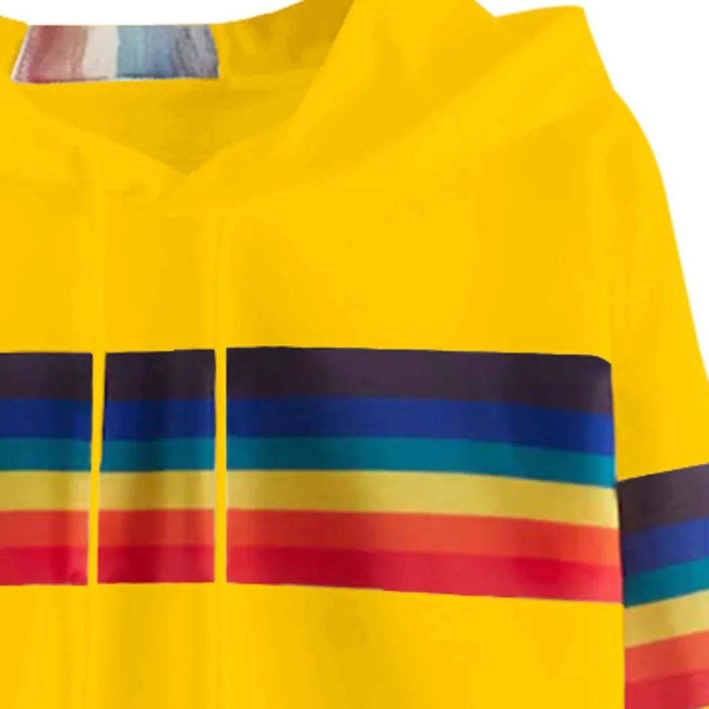Jaycosin 2019 Fashion Autumn Women Rainbow Stripe Sweatshirt Stylish Long Sleeve Comfortable Female Casual Crop Blouse 930#10