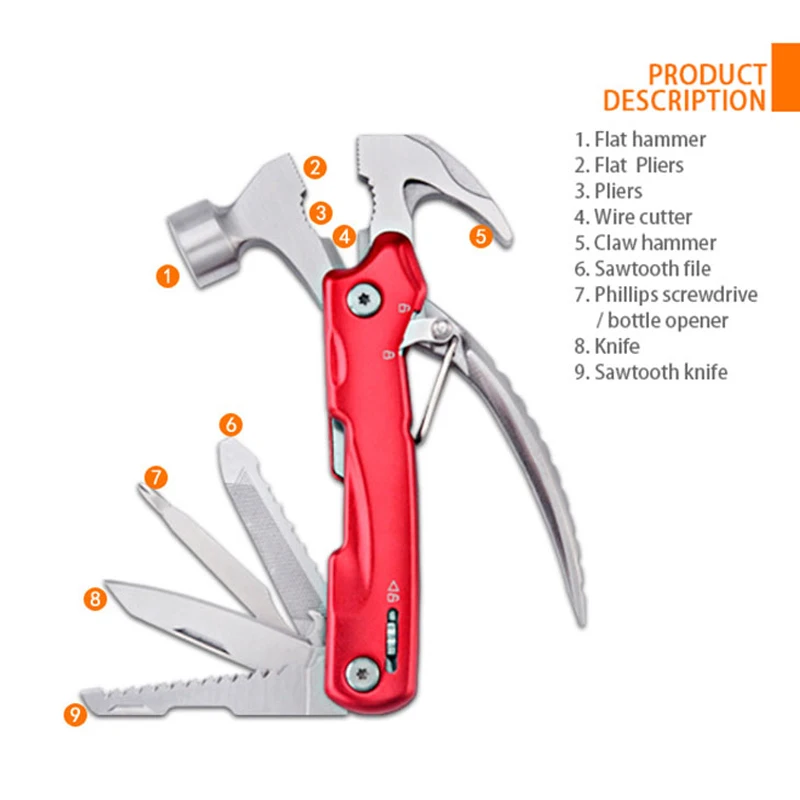 Outdoor Tools Multifunction Portable Ultralight Gadget Hammer Pliers Wrench Screwdriver Knife Stainless Steel Aluminum Alloy
Outdoor Tools Multifunction Portable Ultralight Gadget Hammer Pliers Wrench Screwdriver Knife Stainless Steel Aluminum Alloy