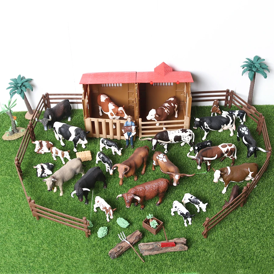 Имитация фермы мир молоко корова скот бык теленок Як мускокс образовательная