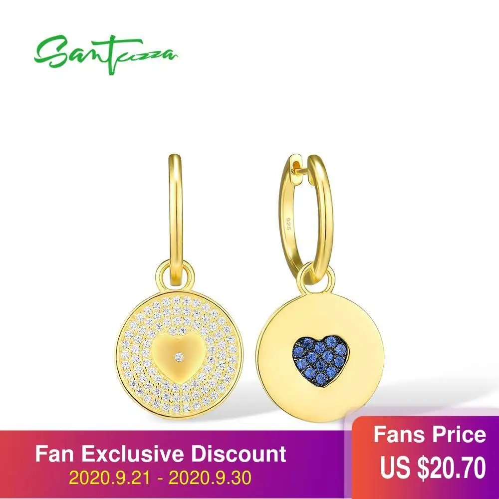 SANTUZZA Silver Earrings For Women Pure 925 Sterling Silver Gold Color Heart Concise Round Drop Earrings Trendy Fine Jewelry
SANTUZZA Silver Earrings For Women Pure 925 Sterling Silver Gold Color Heart Concise Round Drop Earrings Trendy Fine Jewelry