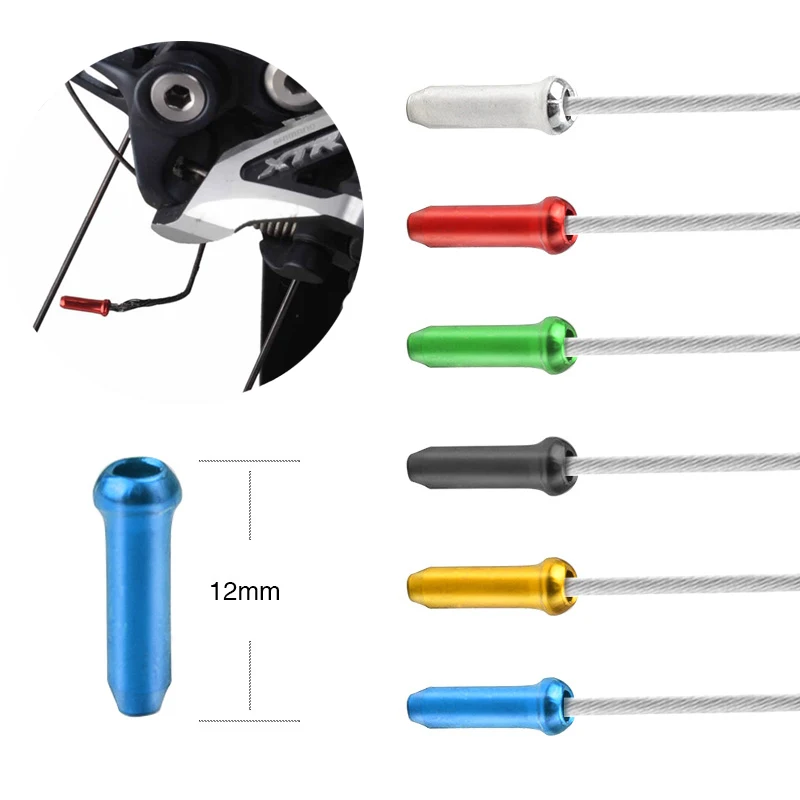 50pcs MTB Bike Bicycle Brake Shifter Inner Cable Tips Crimps Aluminum Cycle Cycling Part Shift Cables End Caps Bike Accessories