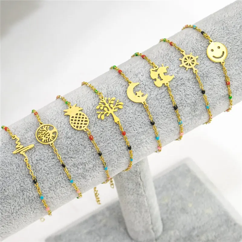 1 PC New Stainless Steel Bracelets Link Cable Chain Tree Smile Gold At Random Enamel Trendy Bracelet Jewelry For Women 18cm Long
1 PC New Stainless Steel Bracelets Link Cable Chain Tree Smile Gold At Random Enamel Trendy Bracelet Jewelry For Women 18cm Long