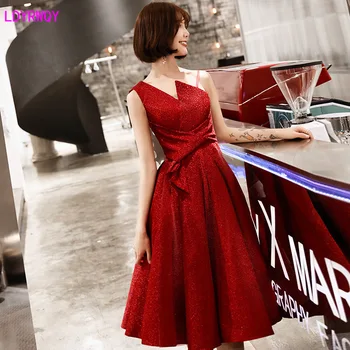 2019 autumn new women's variety of collar red modern slim bride toast usually wear dress Empire Solid 
2019 autumn new women's variety of collar red modern slim bride toast usually wear dress Empire Solid