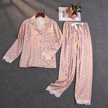 Lisacmvpnel Women's Summer Two-piece Suit Pajamas Ice Silk Satin Thin Outwear Print Lace Pyjamas
Lisacmvpnel Women's Summer Two-piece Suit Pajamas Ice Silk Satin Thin Outwear Print Lace Pyjamas