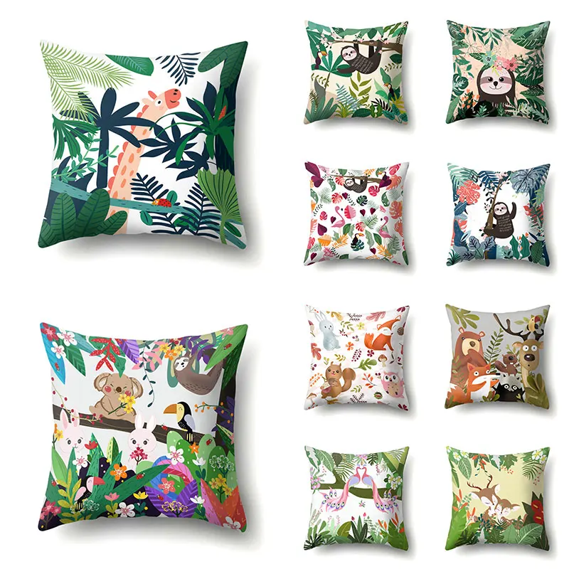 Hand-Painted Cartoon Jungle Animal Prints 45*45cm Cushion Cover Linen Throw Pillow Car Home Decoration Decorative Pillowcase 
Hand-Painted Cartoon Jungle Animal Prints 45*45cm Cushion Cover Linen Throw Pillow Car Home Decoration Decorative Pillowcase