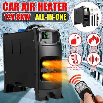 

HCalory All In One Unit 8KW 12V Car Diesel Air Heater Four Hole with LCD Monitor Parking Warmer For Truck Bus Boat RV