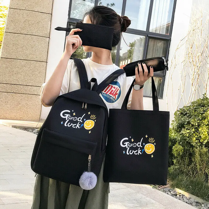2019 новые женские 4 шт рюкзак школьный книги Сумки сумка на плечо холщовый