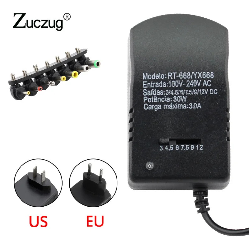 Universal adjust power adapter Multi Voltage 3v 4.5v 6v 7.5v 9v 12v adjustable Power Supply Adapter Converter Cable 7 Plugs 30W
Universal adjust power adapter Multi Voltage 3v 4.5v 6v 7.5v 9v 12v adjustable Power Supply Adapter Converter Cable 7 Plugs 30W