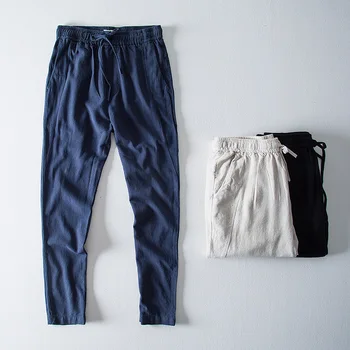 2020 Men Spring New Style Solid Color Simple Flax Casual Pants Youth Drawstring Lace Skinny Capri Pants
2020 Men Spring New Style Solid Color Simple Flax Casual Pants Youth Drawstring Lace Skinny Capri Pants