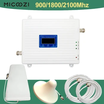 

2g 3g 4g Tri Band Signal Repeater Set 900Mhz 1800Mhz 2100Mhz Mobile Phone LTE Cellular Booster GSM WCDMA DCS Amplifier antenna