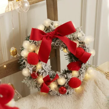 New Christmas Wreath With LED String Light Bowknot And Plush Balls Decorated Garland For Front Door Window Wall Hanging Decor
New Christmas Wreath With LED String Light Bowknot And Plush Balls Decorated Garland For Front Door Window Wall Hanging Decor