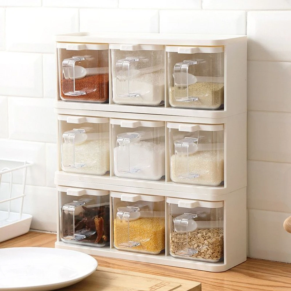 Spice Rack 3 Grids Spoon Kitchen With Lid Container Seasoning Box Herb Spices Storage Condiment Jar Cooking With Handle Desktop
Spice Rack 3 Grids Spoon Kitchen With Lid Container Seasoning Box Herb Spices Storage Condiment Jar Cooking With Handle Desktop