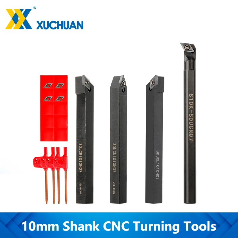 Lathe Turning Tool Set Turning Tool Holder 4pcs 10mm Shank Carbide Inserts For Semi Finishing Operations Lathe Boring Bar Kit 
Lathe Turning Tool Set Turning Tool Holder 4pcs 10mm Shank Carbide Inserts For Semi Finishing Operations Lathe Boring Bar Kit