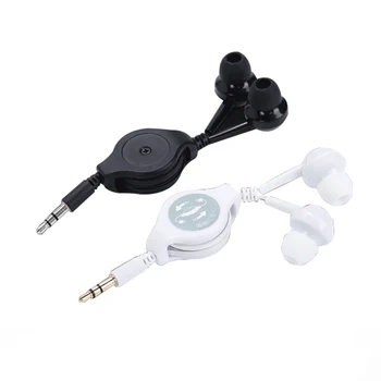 

Universal Retractable Earphone Wired Earbuds Earpiece Music Listening Headset for Smartphone Computer MP4 MP3 Black White