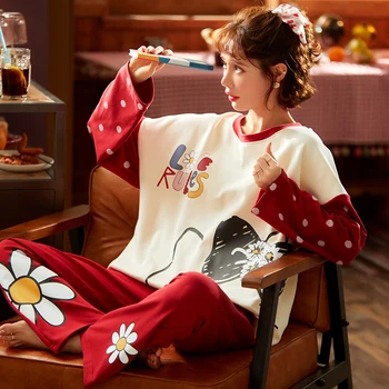 New 2020 Autumn Winter Women Comfortable Cute Pajama Set Girl Print Pyjama Set Short Sleeve Sleepwear Suit Women Nightshirt Sets
New 2020 Autumn Winter Women Comfortable Cute Pajama Set Girl Print Pyjama Set Short Sleeve Sleepwear Suit Women Nightshirt Sets