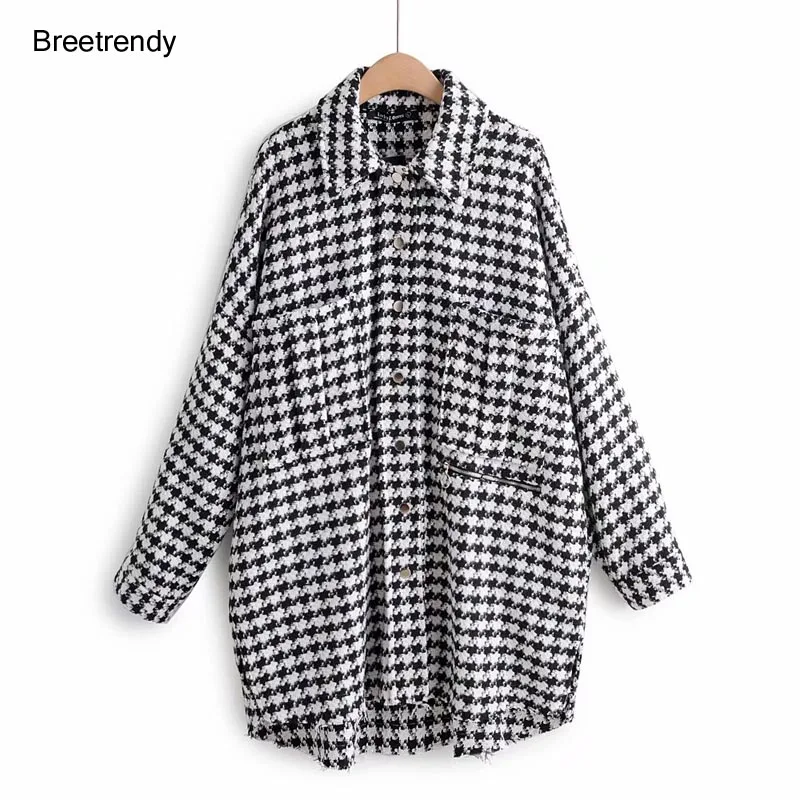 WT290 European Design Double Pocket Ripped Edge Houndstooth Print Loose Design Jacket Korean Chic Coat
WT290 European Design Double Pocket Ripped Edge Houndstooth Print Loose Design Jacket Korean Chic Coat