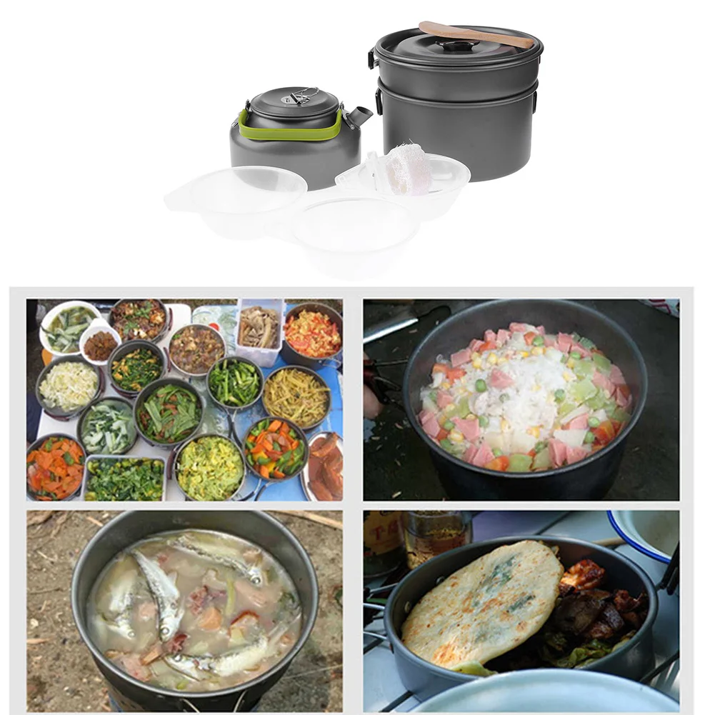 Generic Portable Camping Teapot Pot Cookware Set Outdoor Frying Pan