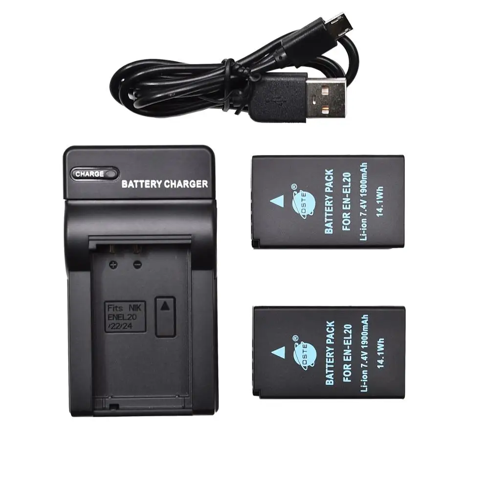 DSTE 2шт EN-EL20 аккумулятор с USB зарядным устройством для NIKON 1 AW1 J1 J2 J3 S1 V3 Coolpix A P950 Blackmagic