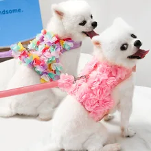 

Dog Harness Vest+Leash Breathable Pink Flower Harness Pet Cat Dog Leash Set Puppy Leashes For Chihuahua Yorkshire Terrier