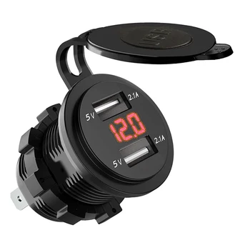 Dual USB Charger Socket Waterproof Power Outlet 2.1A 2.1A with Voltmeter & Wire in-line 10A Fuse for 12-24V Car Boat Motorcycle
Dual USB Charger Socket Waterproof Power Outlet 2.1A 2.1A with Voltmeter & Wire in-line 10A Fuse for 12-24V Car Boat Motorcycle