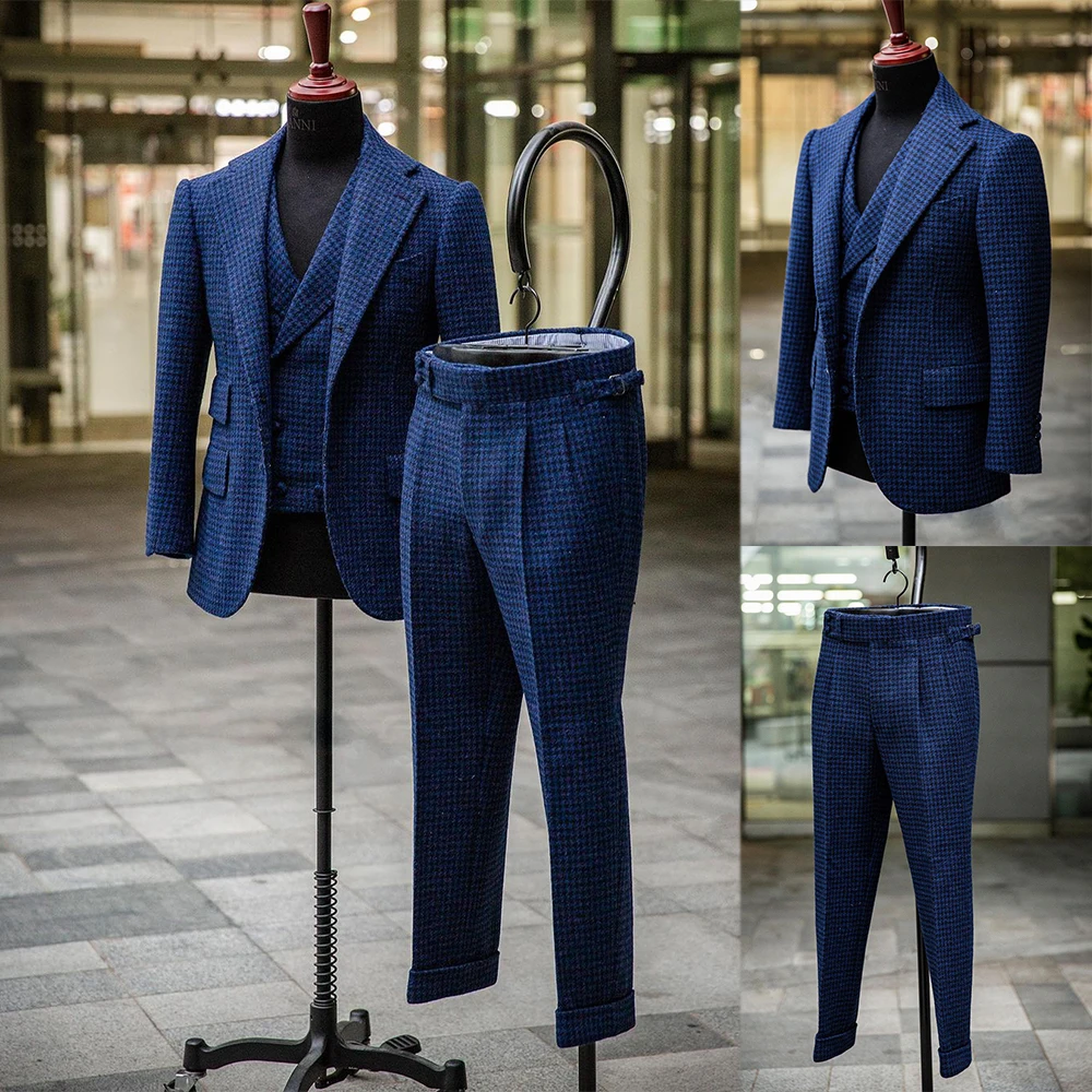 Fashion Men Suits Tailor-Made 3 Pieces Single Breasted Houndstooth Cloth High Quality Formal Wedding Groom Causal Prom Tailored
Fashion Men Suits Tailor-Made 3 Pieces Single Breasted Houndstooth Cloth High Quality Formal Wedding Groom Causal Prom Tailored