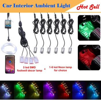 RGB Car Interior Ambient Light Neon Optical Fiber Strip with 3 SMD led Floor lamp APP Bluetooth Control Thread-free Wireless
RGB Car Interior Ambient Light Neon Optical Fiber Strip with 3 SMD led Floor lamp APP Bluetooth Control Thread-free Wireless