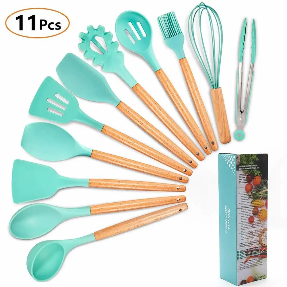 11 Pcs Silicone Cooking Utensils Kitchen Utensil Set with Wooden Handles Non-stick Pan Tongs Spatula Cooking Tools Kitchenware
11 Pcs Silicone Cooking Utensils Kitchen Utensil Set with Wooden Handles Non-stick Pan Tongs Spatula Cooking Tools Kitchenware