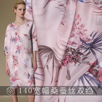 Spring&summer New 140cm Wide 18Momme Crepe De Chine Digital Print Fabric Dress Little Transparent Cloth Diy Sewing Free Shipping