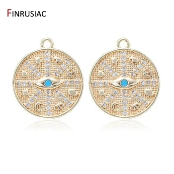 High quality copper metal plated gold inlaid zircon round commemorative coin pendant evil eye charms DIY jewelry accessories
High quality copper metal plated gold inlaid zircon round commemorative coin pendant evil eye charms DIY jewelry accessories
