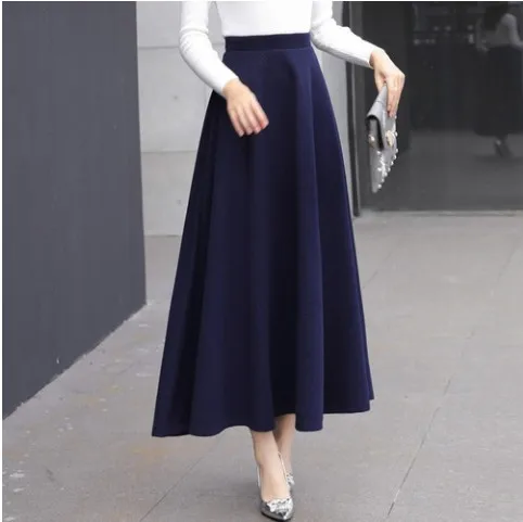 Элегантные женские юбки с высокой талией 2020 осенне-зимняя шерстяная юбка размера