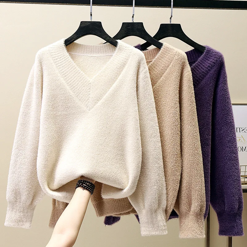 Autumn Winter Knitted Sweater For Women Pullover Loose Long Sleeve Solid Color V Neck Warm Soft Sweater Jumper
Autumn Winter Knitted Sweater For Women Pullover Loose Long Sleeve Solid Color V Neck Warm Soft Sweater Jumper