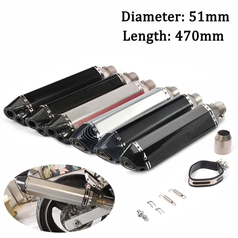 470mm Universal Escape Exhaust Pipe Muffler Tips Vent Pipe DB Killer Silencer Slip On 51 For Motorcycle Street Bike Scooter ATV
470mm Universal Escape Exhaust Pipe Muffler Tips Vent Pipe DB Killer Silencer Slip On 51 For Motorcycle Street Bike Scooter ATV