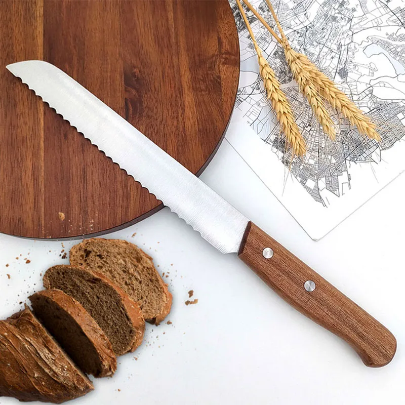 Jaswehome Serrated Cutter Cake Knife High Carbon Stainless Steel Silver Bread Durable Wood Handle Slicing Knife
Jaswehome Serrated Cutter Cake Knife High Carbon Stainless Steel Silver Bread Durable Wood Handle Slicing Knife