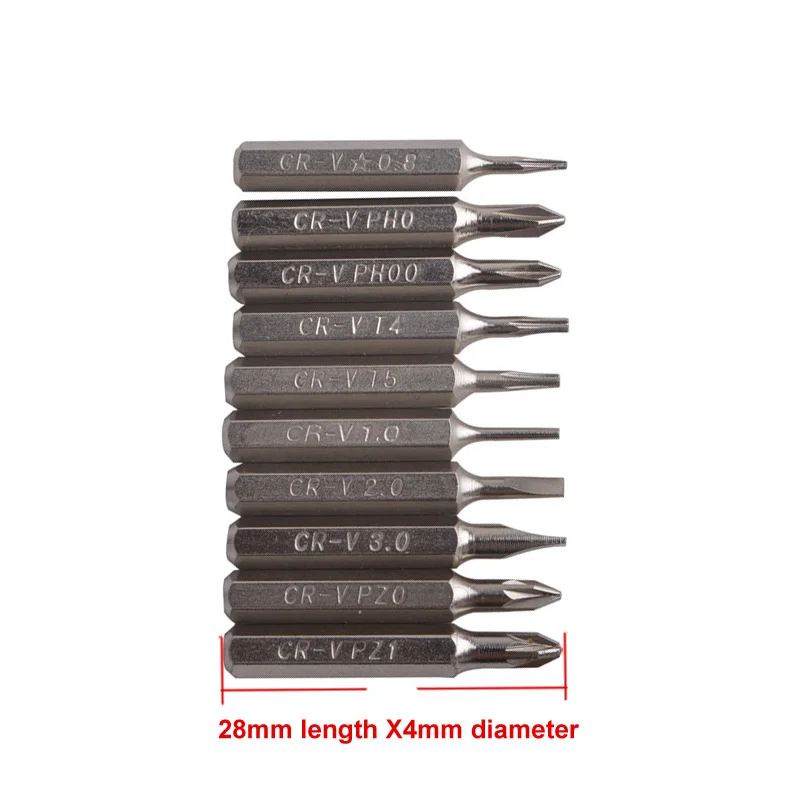 2050 Sets Screwdriver Bit Set Including 8 pieces Bits with Size PH0, PH00, PH000, T4, T5, SL1.5, SL2.5, Five-star Screw Bit: 0.8
2050 Sets Screwdriver Bit Set Including 8 pieces Bits with Size PH0, PH00, PH000, T4, T5, SL1.5, SL2.5, Five-star Screw Bit: 0.8