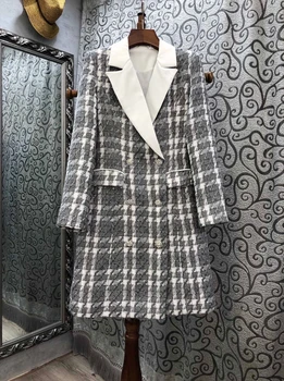 2020 Autumn and Winter new women's color matching lapel houndstooth woven long sleeve dress 912
2020 Autumn and Winter new women's color matching lapel houndstooth woven long sleeve dress 912
