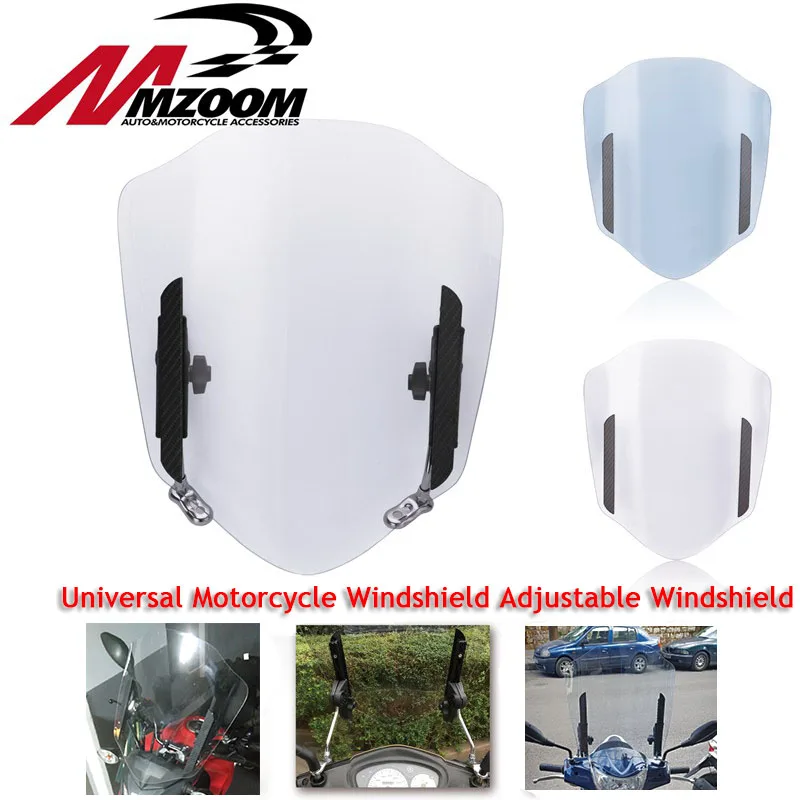 Universal Motorcycle Windshield Adjustable Extension Spoiler Windscreen Air Deflector For Honda Suzuki Yamaha KTM | Автомобили и