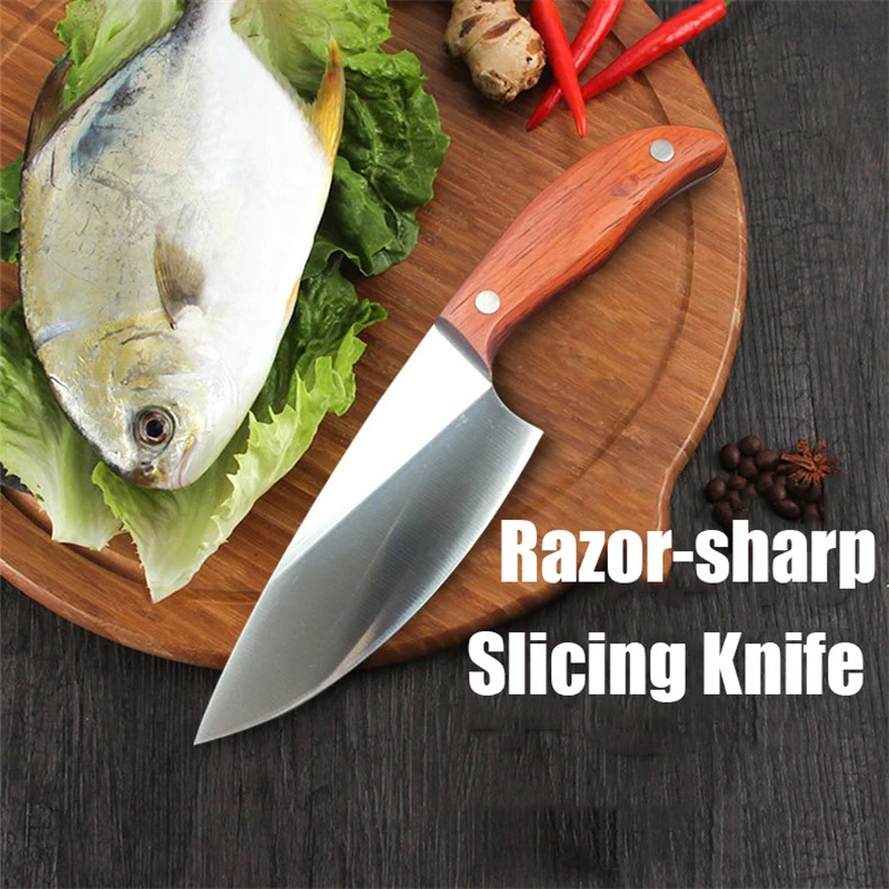 Фото Кованый нож для рыбы универсальный бытовой из нержавеющей стали тонкой нарезки с