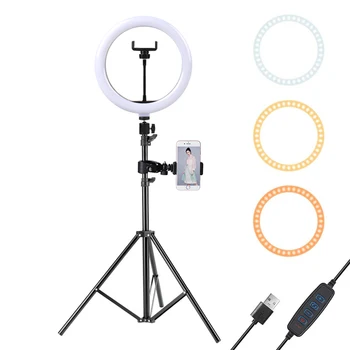 10'' LED Photography Lighting With Tripod Stand For Mobile Phone Selfie Ring Light Lamp for Youtube Makeup Video Studio light
10'' LED Photography Lighting With Tripod Stand For Mobile Phone Selfie Ring Light Lamp for Youtube Makeup Video Studio light