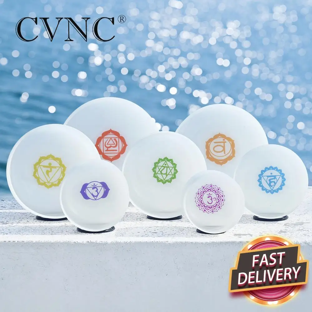 CVNC 6"-12" Note CDEFGAB set of 7PCS Chakra Frosted Quartz Crystal Singing Bowl with Chakra Design
CVNC 6"-12" Note CDEFGAB set of 7PCS Chakra Frosted Quartz Crystal Singing Bowl with Chakra Design