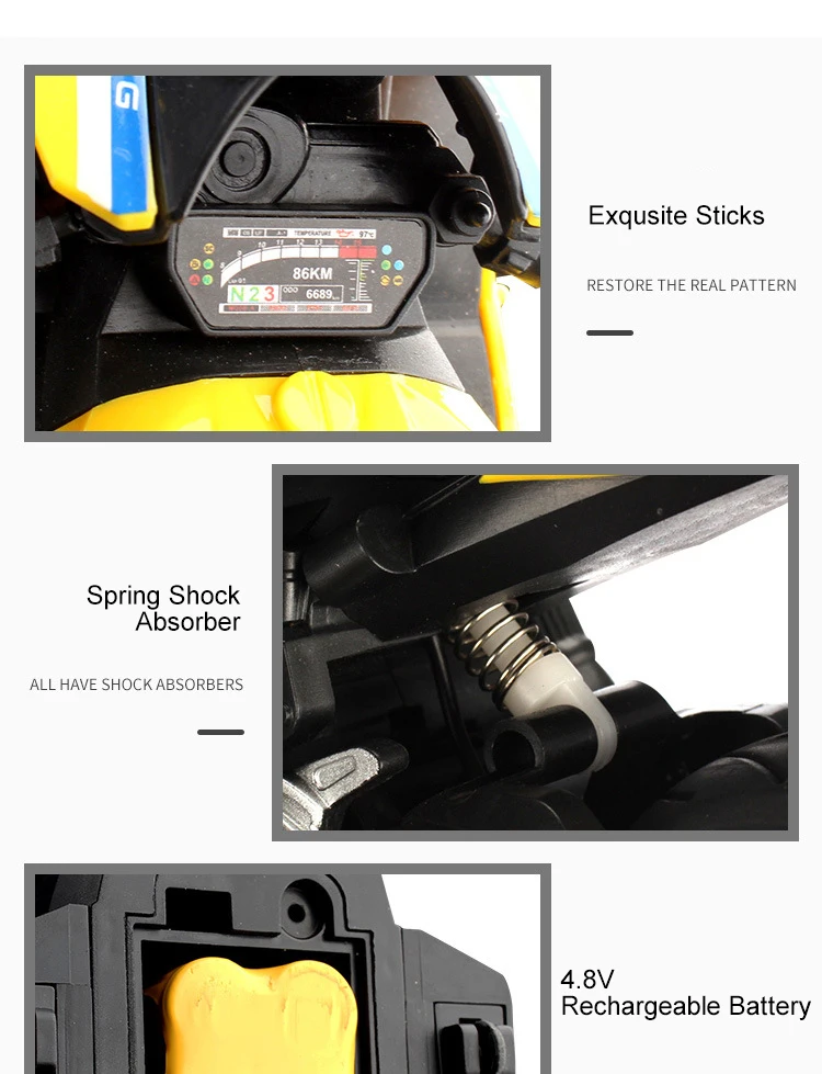 La más nueva motocicleta RC de alta velocidad de 25 KM/H de alta simulación 2,4G Control remoto motocicleta de bicicleta de deriva con motores de alta potencia La más nueva motocicleta RC de alta velocidad de 25 KM/H de alta simulación 2,4G Control remoto motocicleta de bicicleta de deriva con motores de alta potencia