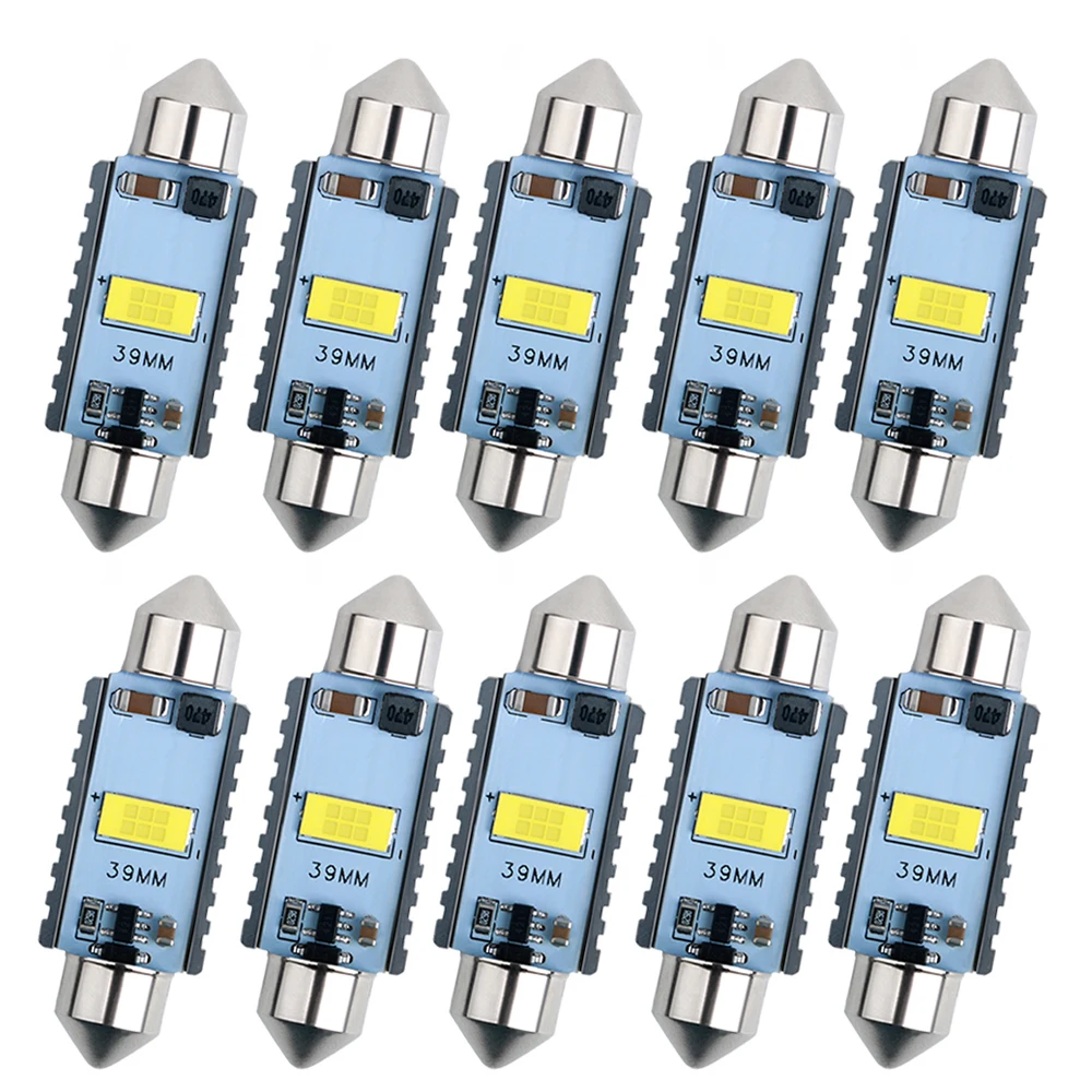 

10X Festoon C5W C10W LED Bulbs 31MM 36MM 39MM 41MM Canbus No Error 3570 Chips 1SMD Auto Interior Reading Dome Lamp White 12V 24V